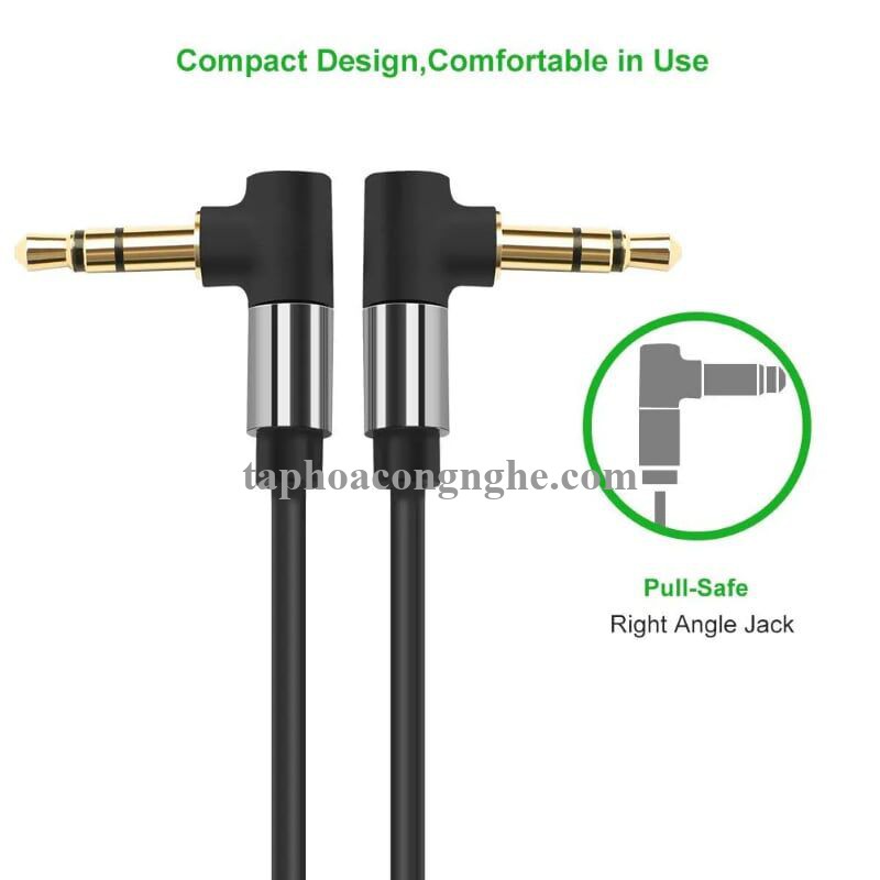 Ugreen 30560 3M màu Đen Cáp âm thanh 2 đầu 3.5mm dương 2 đầu vuông góc mạ vàng AV139 30030560